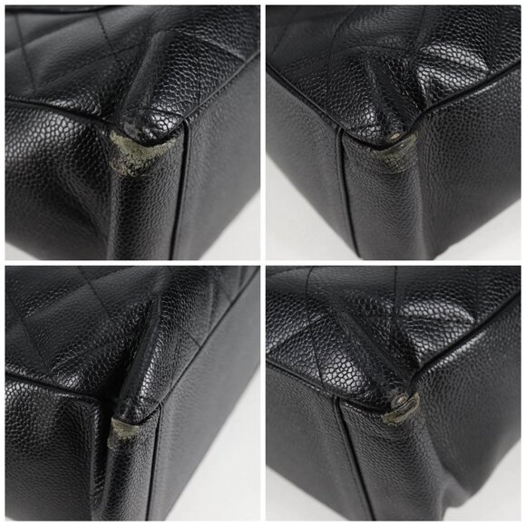 CHANEL Matelasse COCO Mark Chain Tote Bag Caviar Skin Black - Picture 16 of 16